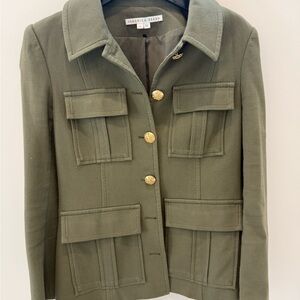 Veronica Beard Green Utility Jacket with Gold Buttons